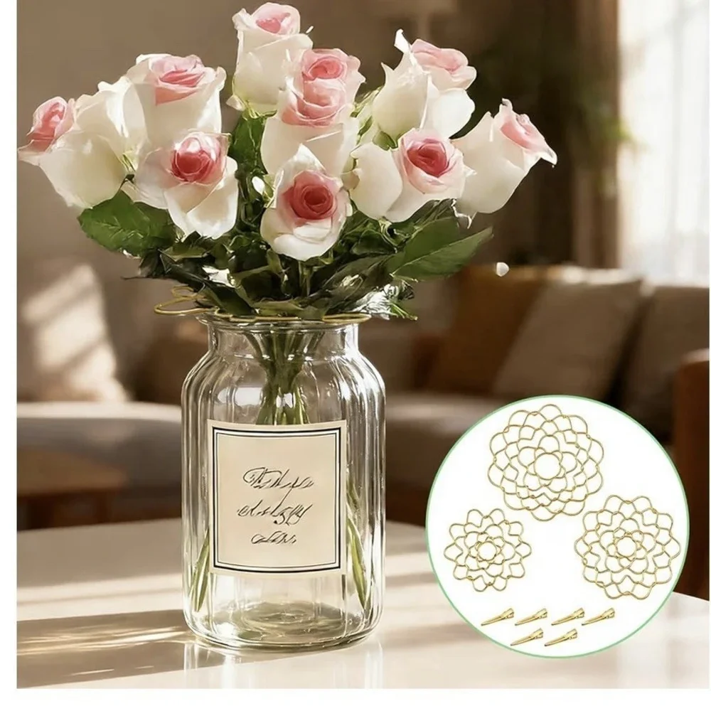 Flower Arranger Holder, Floral Arrangement Holder Bouquet Twister‎ Reusable Gold
